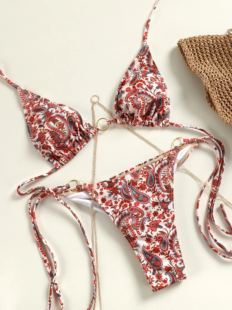 Miyouj бикини с эффектом пуш-ап и принтом женский сексуальный купальник бандажный