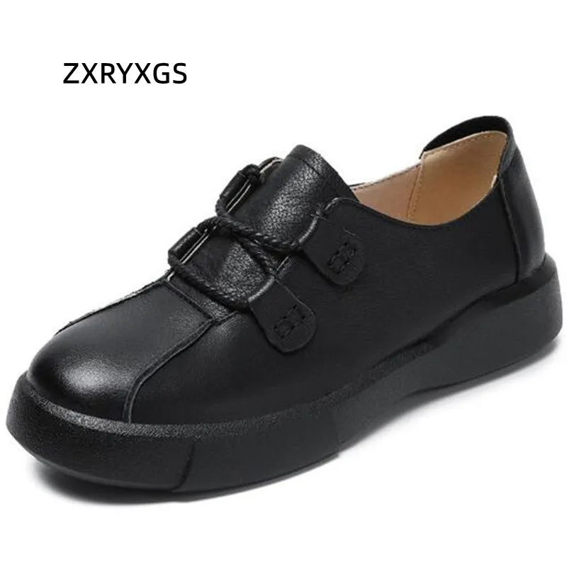 

Кроссовки ZXRYXGS женские из натуральной кожи, в британском стиле, модная повседневная обувь, 2022