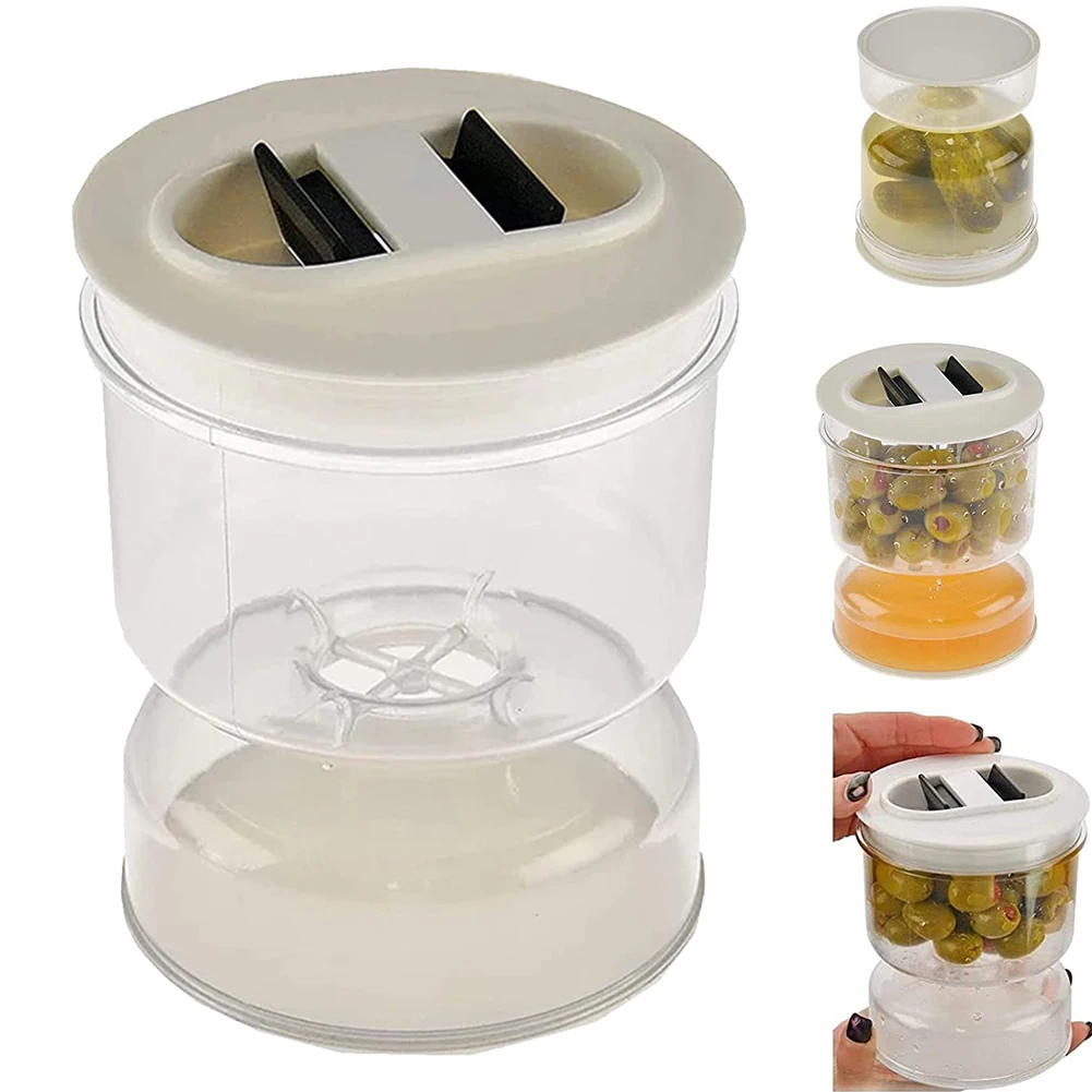 

Dry Wet Separation Dispenser With Lid Home Kitchen Vegetable Pickles Transparent Tank Kimchi Jar Food Container Durable Storage