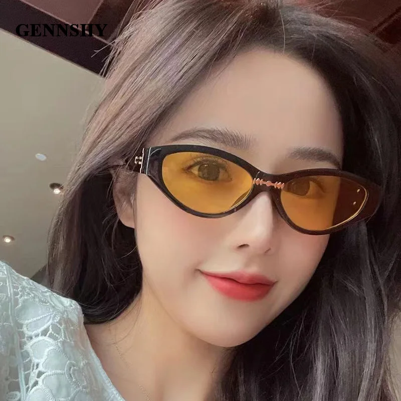 Солнцезащитные очки кошачий глаз для мужчин и женщин небольшие прозрачные