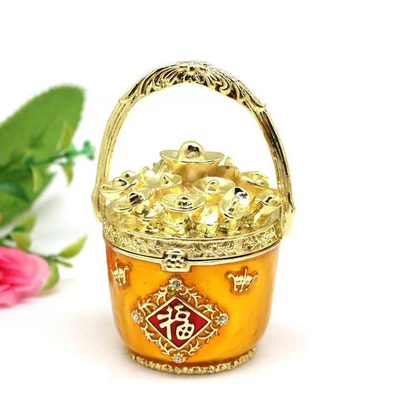 Luck in Making Money Trinket Box A Bucket of Gold Shape Jewelry Display Box