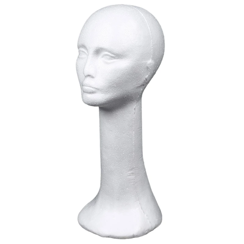 

3X Long Neck Female Foam Head Model Glasses Hair Wig Mannequin Hat Stand Styrofoam