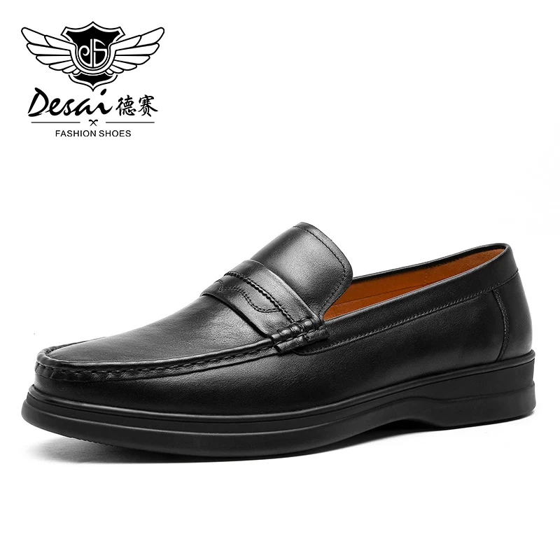 

DESAI Genuine Leather Loafers Soft Outsole Design Casual Shoes For Man Middle-aged Father Breathable Safety