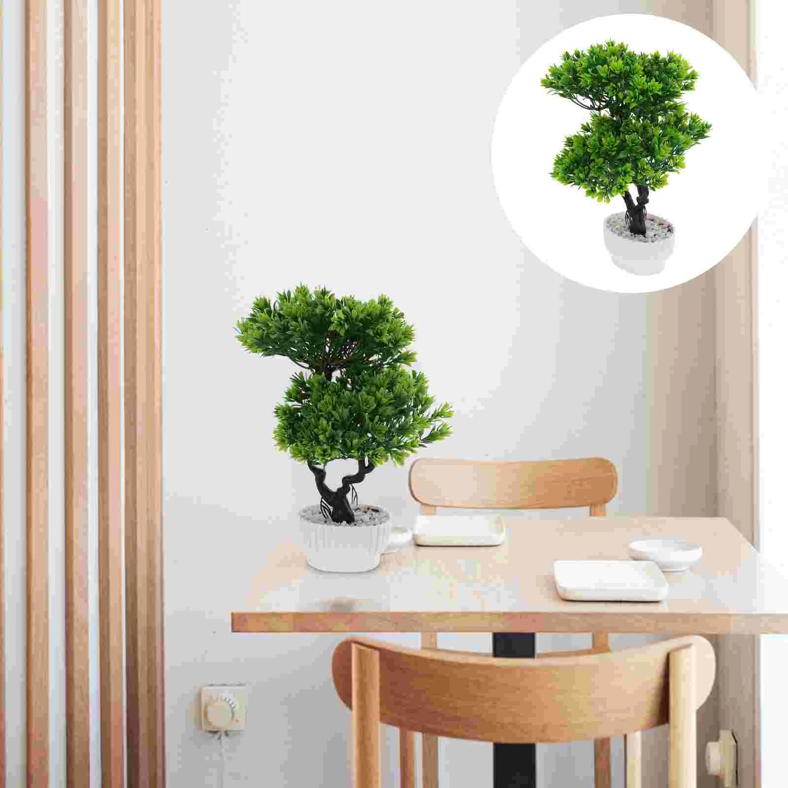 

Bonsai Tree Artificial Fake Pine Plantpotted Pot Faux Decor Japanese Greenery Mini Decoration Indoor Desktop Zen Floweroffice