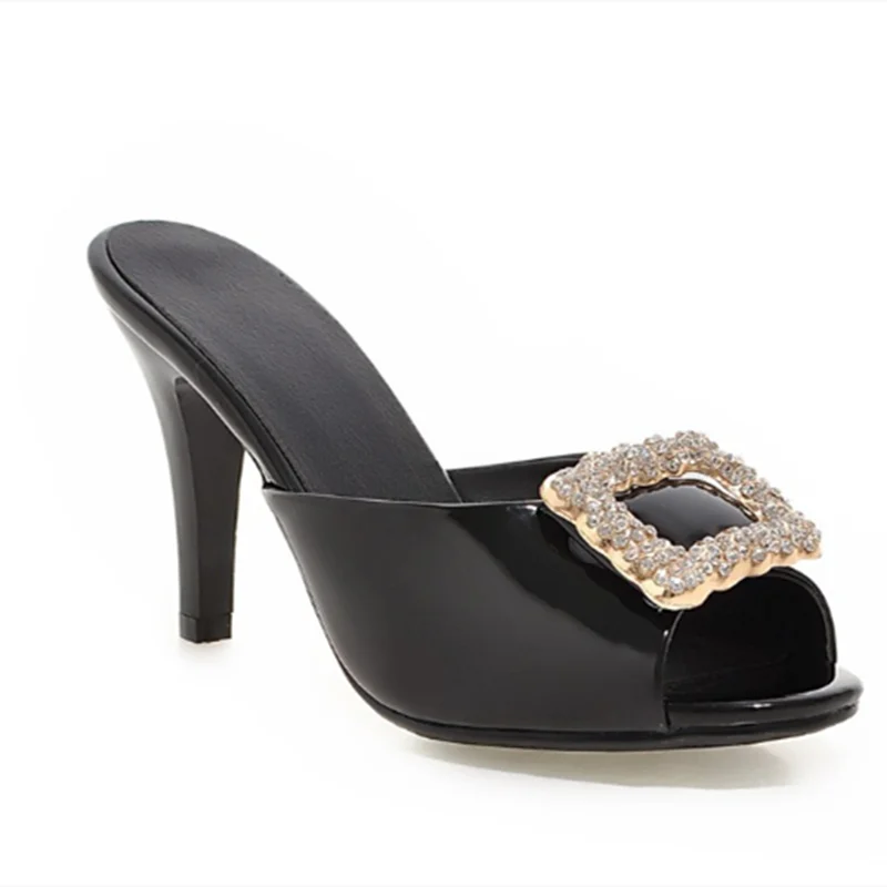 Женские блестящие туфли-лодочки из искусственной лакированной кожи на тонком