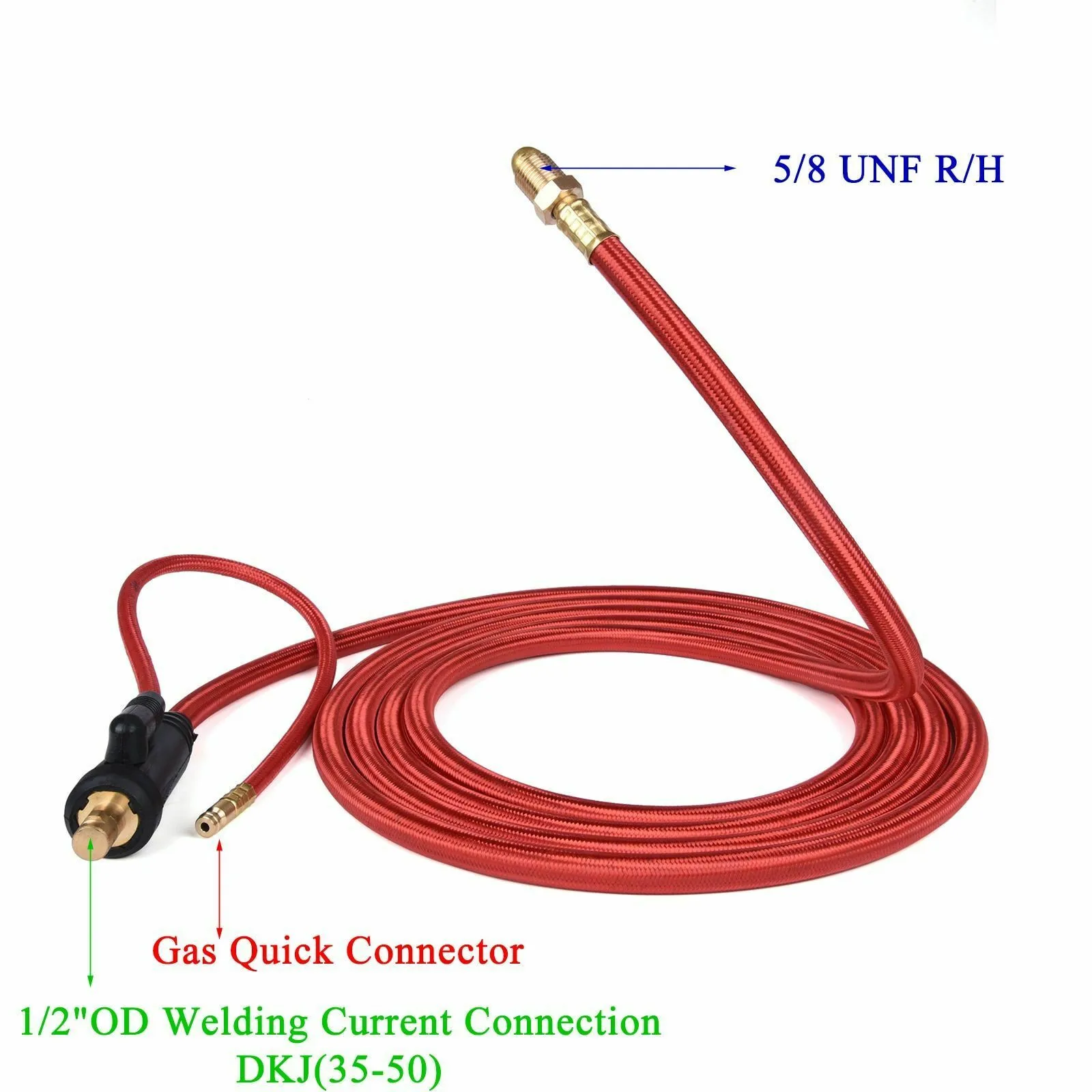 

WP26 Quick Connect TIG Welding Torch Gas-Electric Integrated Red Hose Cable Wires 4M 35-50 Euro Connector 13.12FT