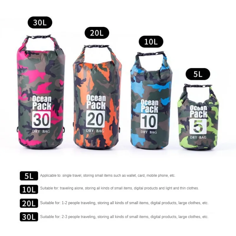 Foldable Waterproof Bag 5L/10L 20L/30L Waterproof Bucket Outdoor Beach Rafting Bag Swimming Supplies