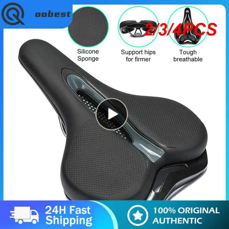 

2/3/4PCS Cross-border Black Mountain Bike Saddle Quality Silicone Sponge Soft Elastic Road Bicycle Hollow Comfort Bicycle