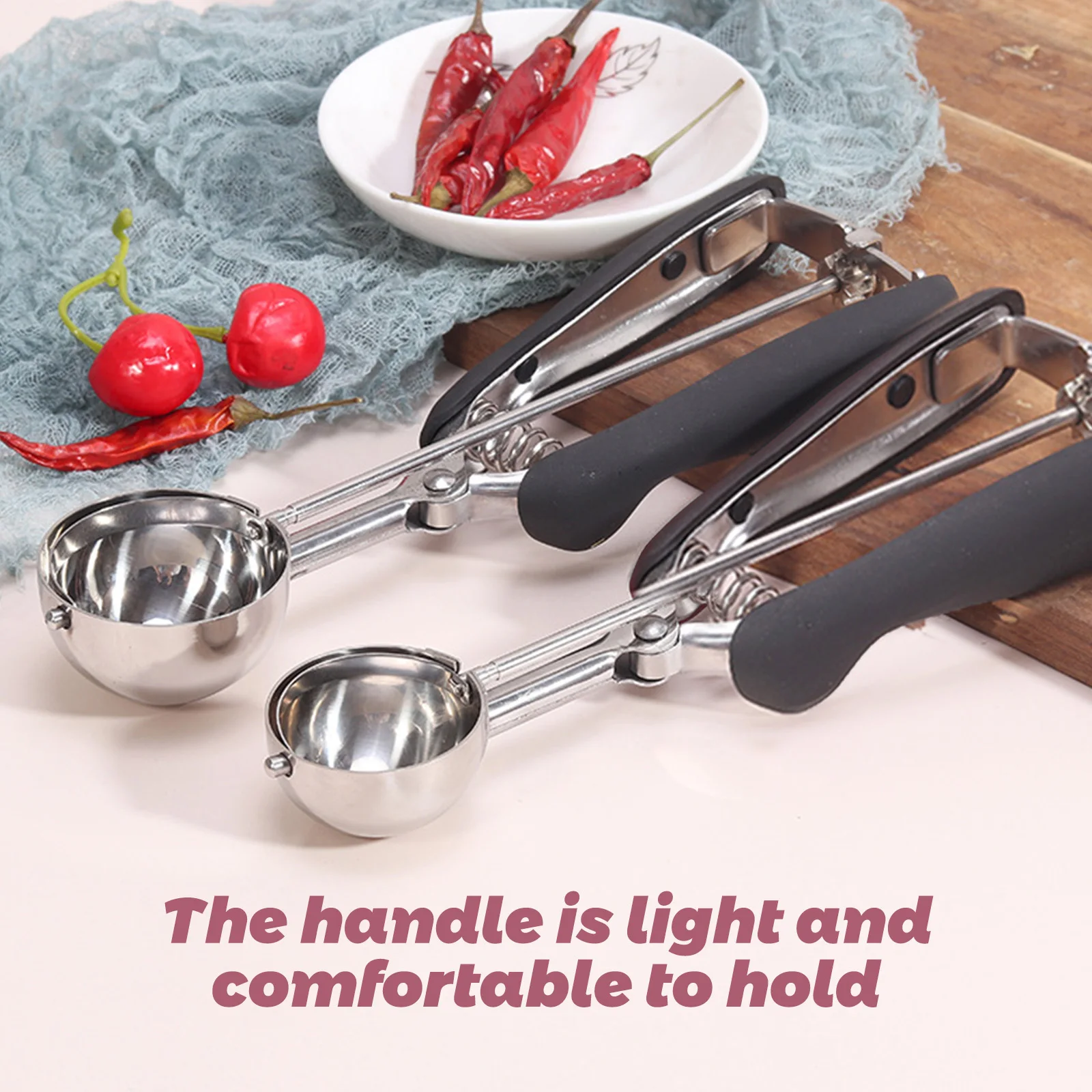 

1Pc Ice Cream Scoop W/ Easy Trigger 22.2*6.7cm Plastic&stainless Steel Mirror Polished Convenient Kitchen Accessories