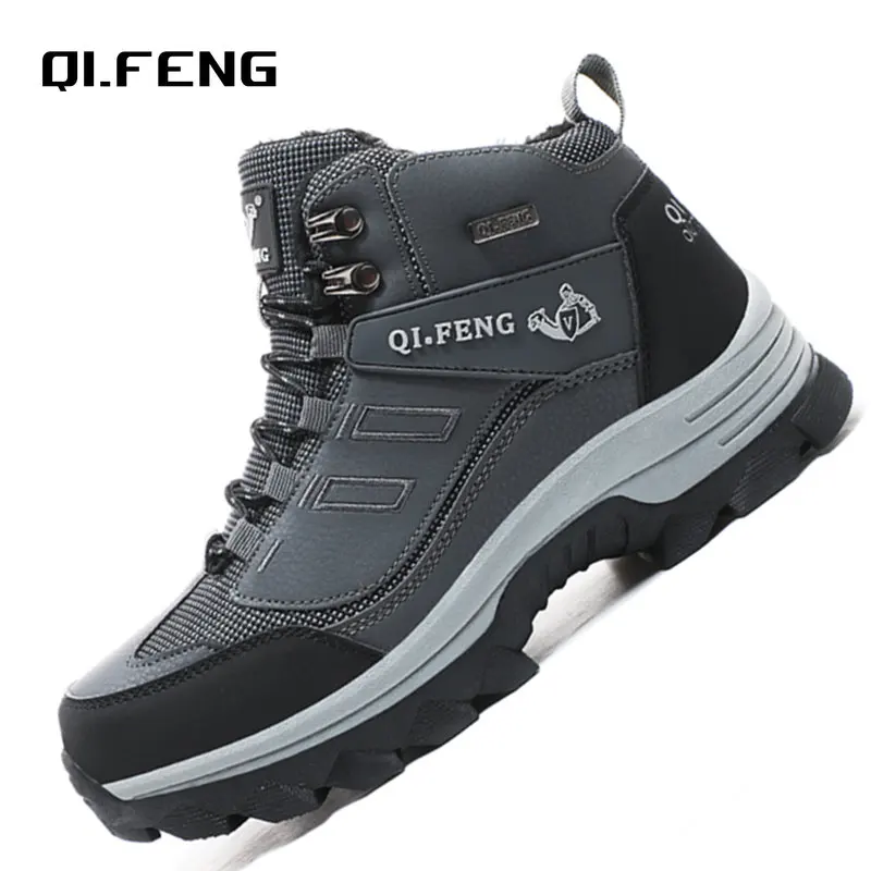 Boots Winter Snow Boots Warm Fur Waterproof Leather Outdoor 