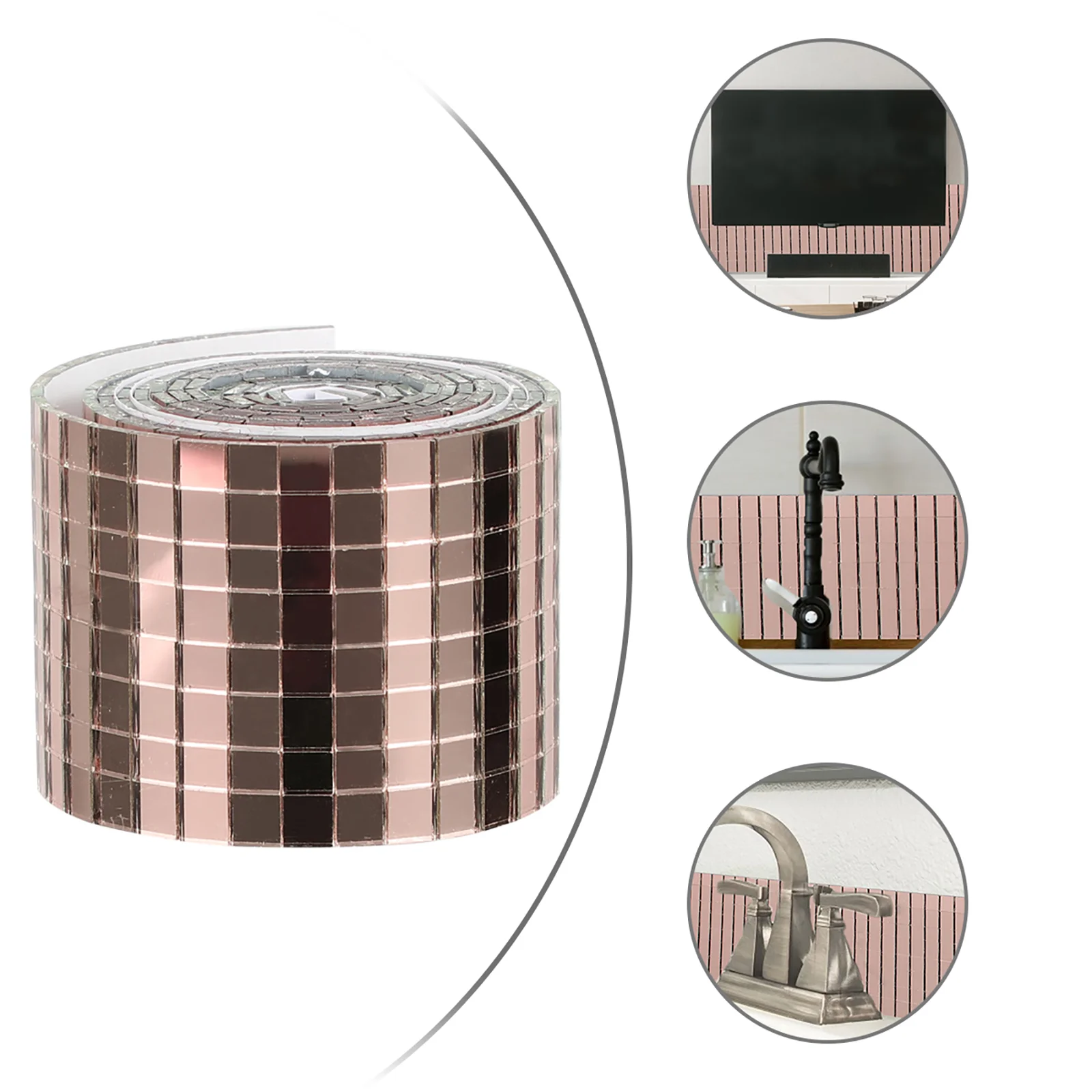 

1 Roll Self-Adhesive Mini Square Decorative Wall Sticker Mirrors Mosaic Ties