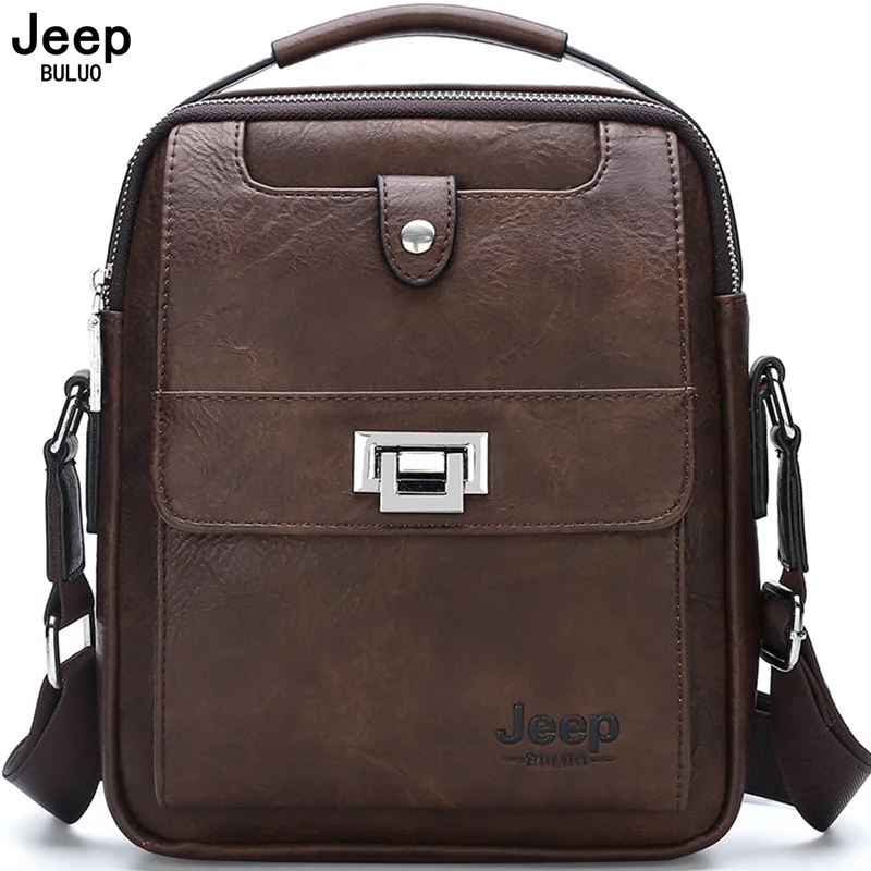 

Трендовая сумка JEEP BULUO с диагональным крестом для отдыха, деловой подарок, большая вертикальная сумка из спилка на одно плечо для мужчин среднего возраста