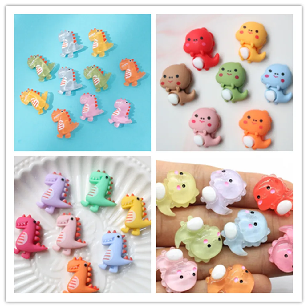 

200Pcs/100Pcs 21*25MM Cute Cartoon Animal Dinosaur Resin Flat Back Convex Circular Scrapbook Hair Bow Making DIY Accessories