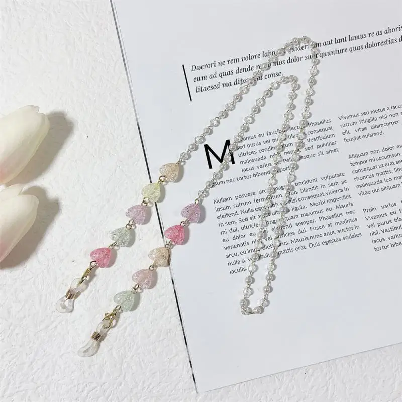 

Fashion Mask Chains Colorful Love Shape Earphone Anti-Lost Rope Chain Sunglasses Lanyards Bohemia Pearl Beaded Glasses Chains