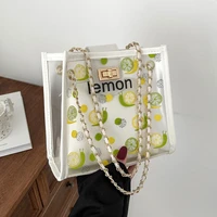 new 2 piece women fruit handbag 2022 transparent beach fashion summer shoulder messenger bags hot