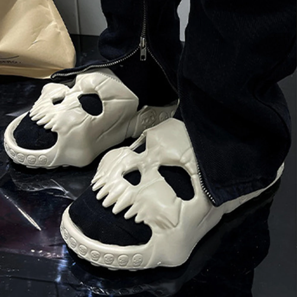 

Skull Summer Sandals Fashion Punk Flip Flop Platform Casual Summer Shoes Non-slip Soft Comfortable Men Women for Indoor Outdoor