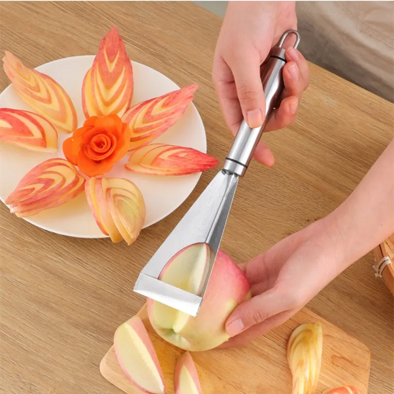

Stainless Steel Triangle Fruit Carving Knife Fruit Platter Artifact Scoop Vegetable Knife Non-slip Carving Blade Kitchen Tool