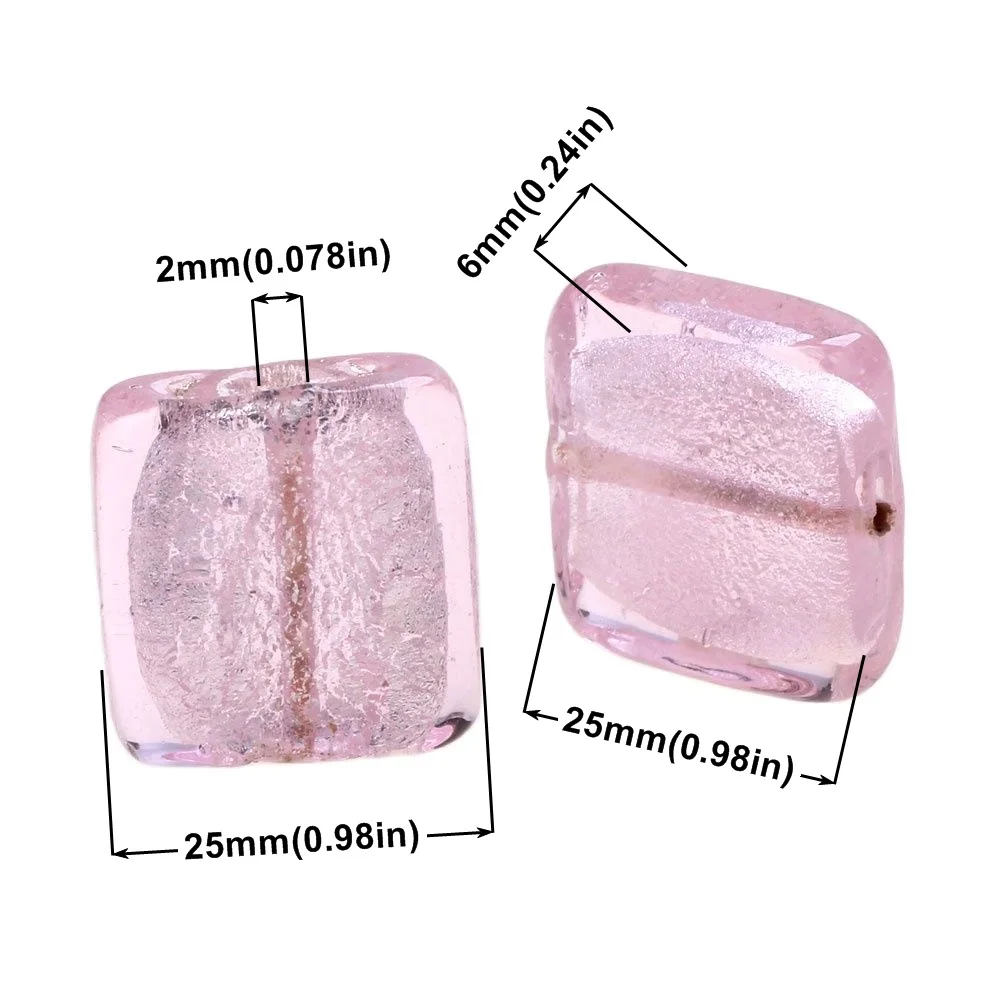 4 шт./лот квадратной формы стеклянные бусины из фольги лэмпворк ручной работы