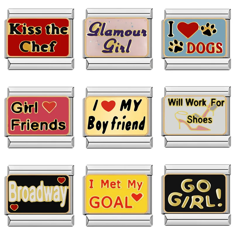 Hapiship, мода 2023, подвеска для девушек, любящих собак, цвета, итальянские звенья, подходит для браслета 9 мм, изготовление из нержавеющей стали своими руками, ювелирные изделия