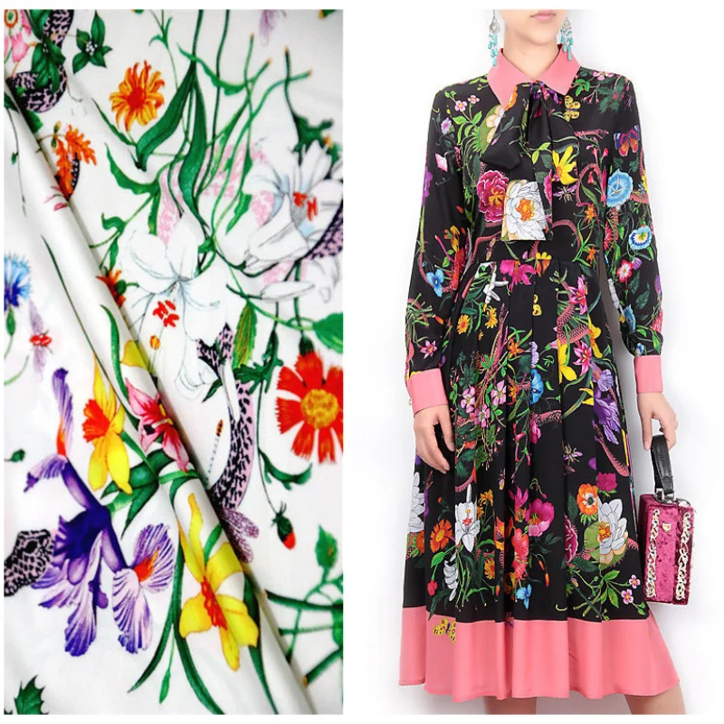 

Printed Fabrics Fashion Week Catwalk Fashion Satin Fabric Handmade Diy Dress Fabric Material Wholesale Cloth