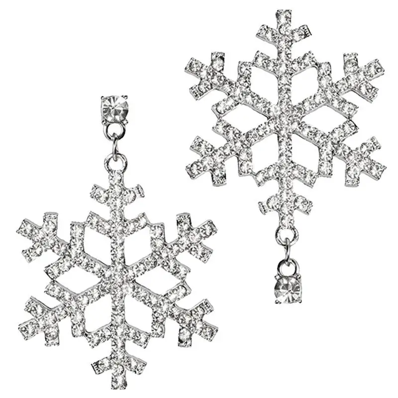 

Full Bling Christmas Gift Silver Snowflake Threader Dangle Crystal Earrings Winter Snowflake Stud Wedding Earrings For Women