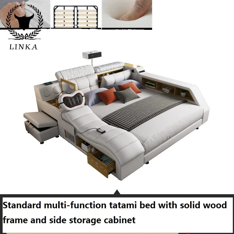 

Multifunctional Bed Tatami King Platform Upholstered Fabric Soft Bed smart home supply bedroom hotel commercial intelligent bed