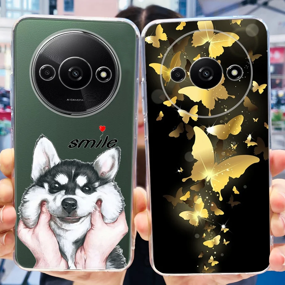 Чехол для Xiaomi Redmi A3 Стильный чехол с рисунком бабочки прозрачный силиконовый