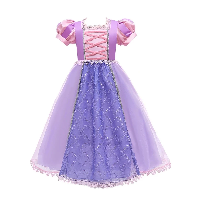 Disney Girls Rapunzel Dress Princess Cosplay Costume Kids Fancy Sequins Purple Luxury Tangled Dresses Halloween Party Ball Gown