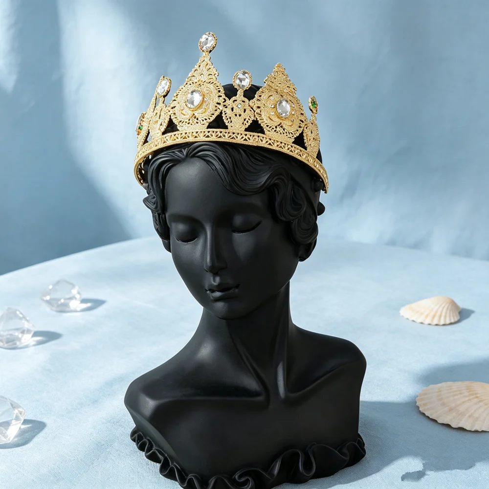 Фото Арабская корона для невесты из позолоченного металла с ажурным узором, аксессуар для свадебного платья, традиционное алжирское праздничное украшение №2
