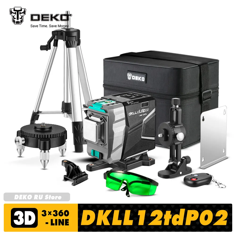 Зеленый лазерный уровень DEKO DKLL12TDP02 3 7 в 3x горизонтальный и вертикальный
