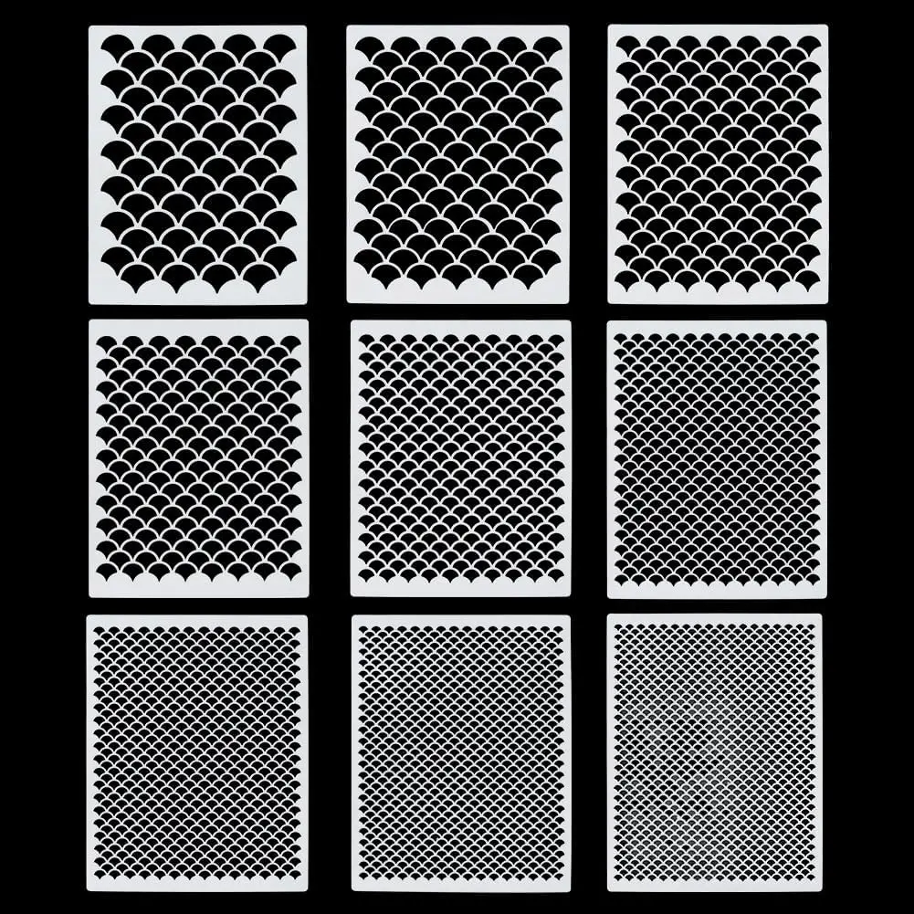 

Набор трафаретов для рисования рыбьей чешуи 9 шт.