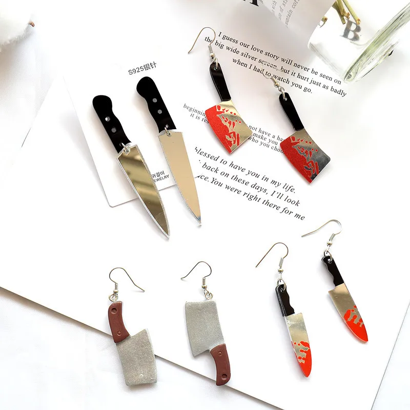 

Harajuku Punk Assassin Knife Knife Drop Earrings Personality Funny Acrylic Party Earrings Jewelry