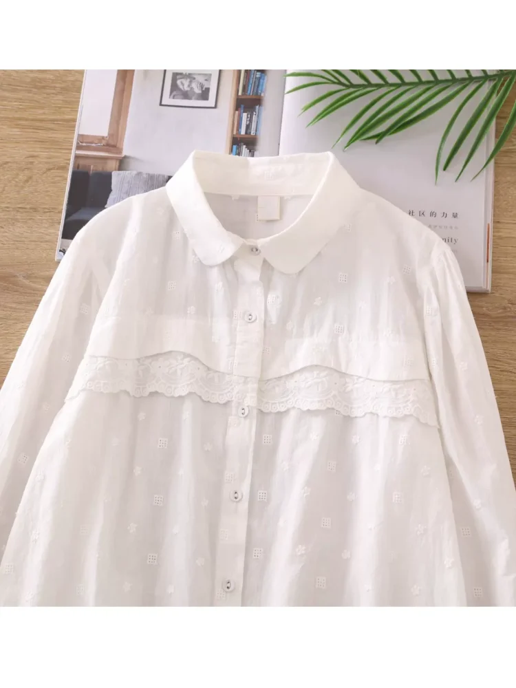 Рубашка Lamtrip с вышивкой воротником Питер Пэн 100% хлопок