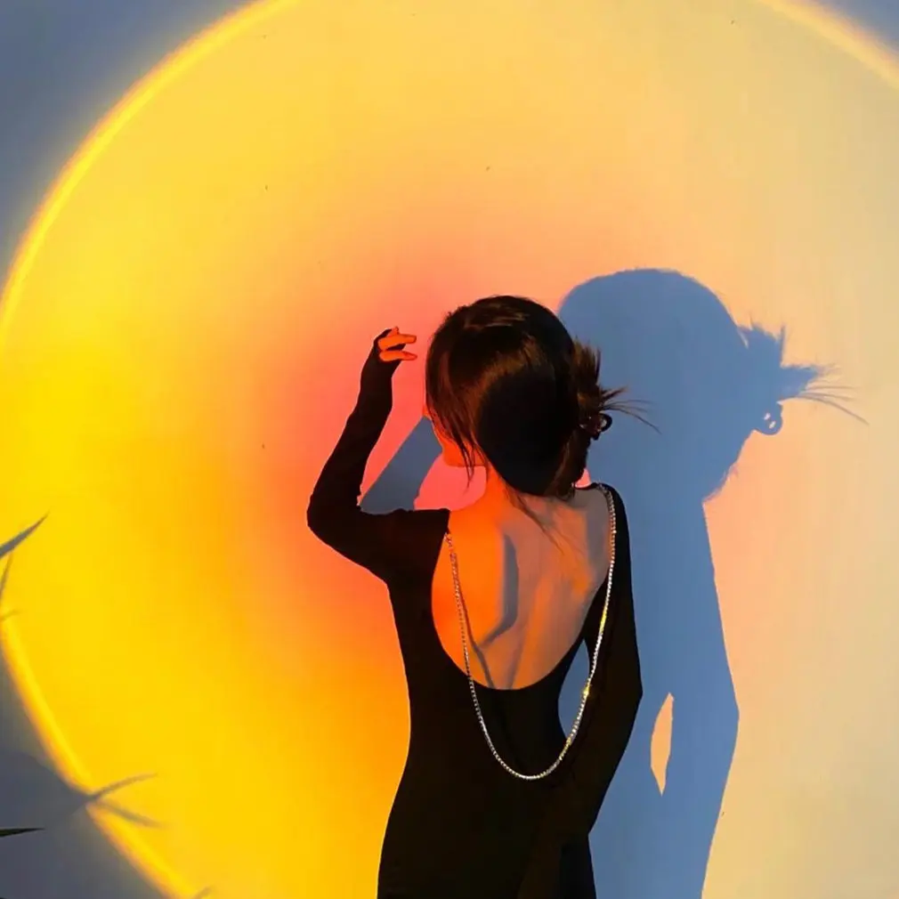 

Светодиодная лампа с закатом, напольный светильник с красной радужной сеткой для проектора, лампа для гостиной, задний фон для фотографии, д...