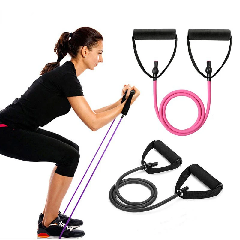 

Fitness Exercise Resistance Pull Rope Elastic Tube Band Bands with Handles Yoga for Home Workouts Strength Training 5 Levels