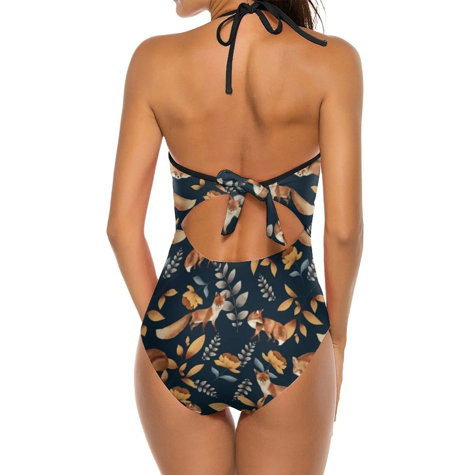 Купальник с принтом лисы и пуш-ап большого размера