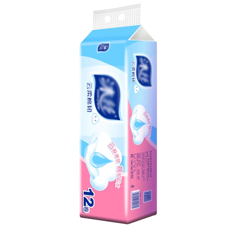 

12 Rolls 4-Ply Toilet Paper Soft Coreless Roll Paper Thickened Native Wood Pulp Toilet Paper Sanitary Paper For Home Office