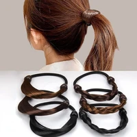 2022 new simulation wig hair ring for womens high elastic hair rope tied ponytail rubber band korean wig head rope headdress