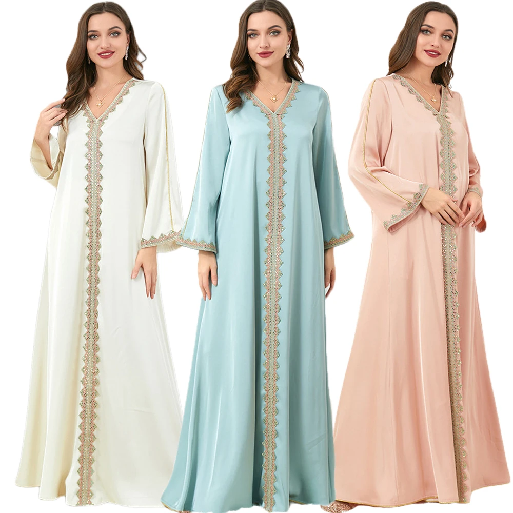

Morocco Abaya Women Muslim Maxi Dress Turkey Dubai Kaftan Islamic Jalabiya Arabic Robe Eid Ramadan Evening Caftan Gown Vestidos