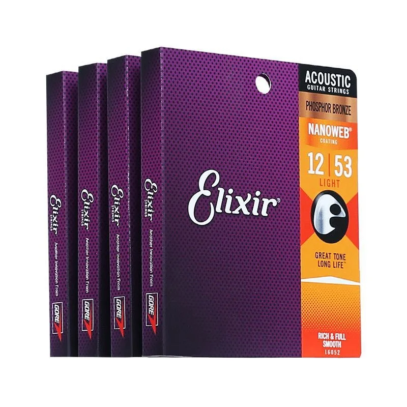 

Elixir NANOWEB 16052 16027 Anti-Rust Acoustic Guitar Strings Electric Guitar Strings ,Phosphor Bronze, 80/20 Bronze, Nickel