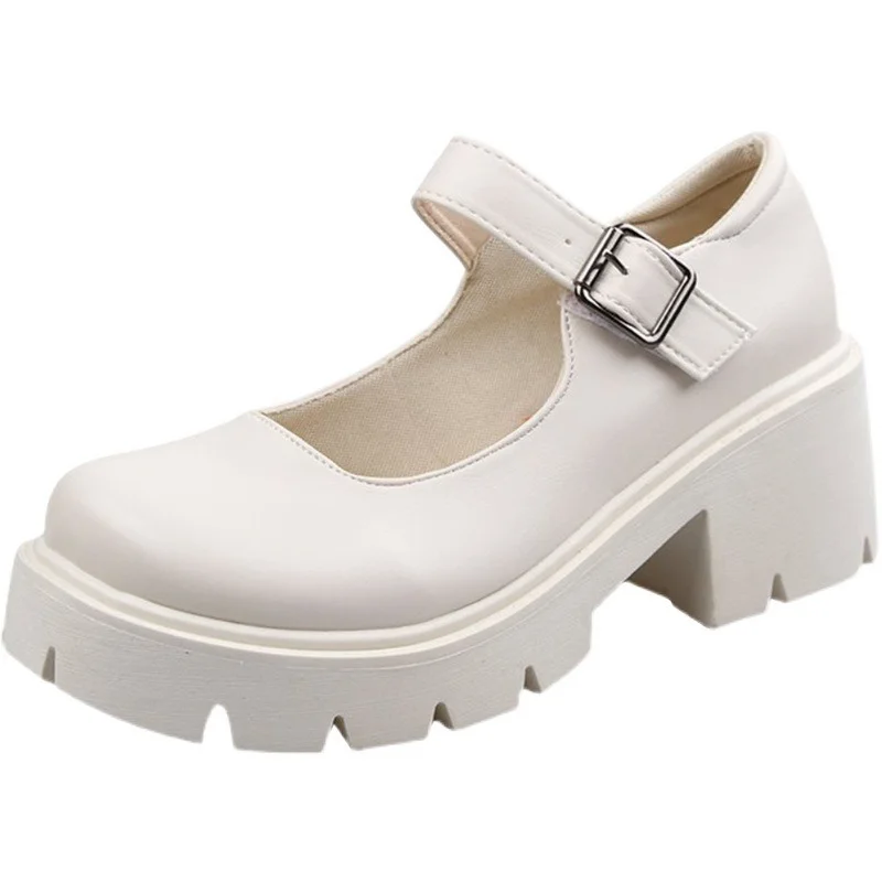2022 New Shoes Women Japanese Style Vintage Soft Sister High Heels Waterproof Platform College Student Cosplay Costume Shoes