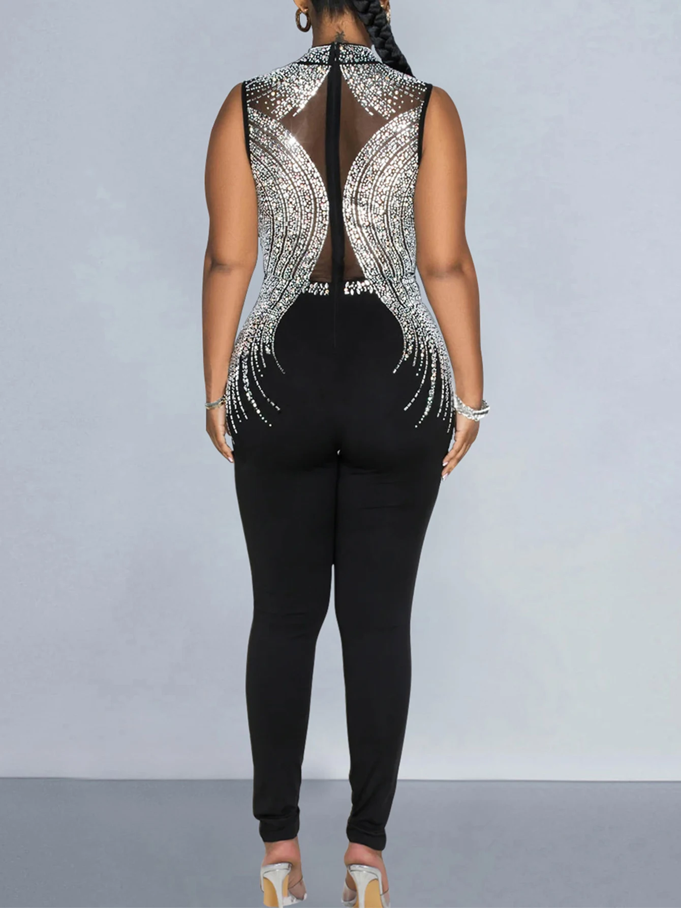 Сексуальный белый сетчатый женский прозрачный комбинезон без рукавов