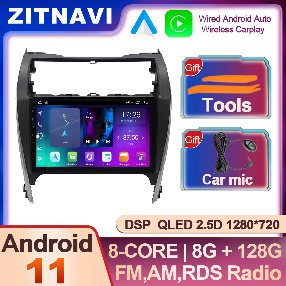 

10,1 дюймовый Android 11 для Toyota Camry 2012 - 2017 автомобильный радиоприемник RDS AHD беспроводной Carplay Авто No 2din SWC мультимедийный плеер BT видео
