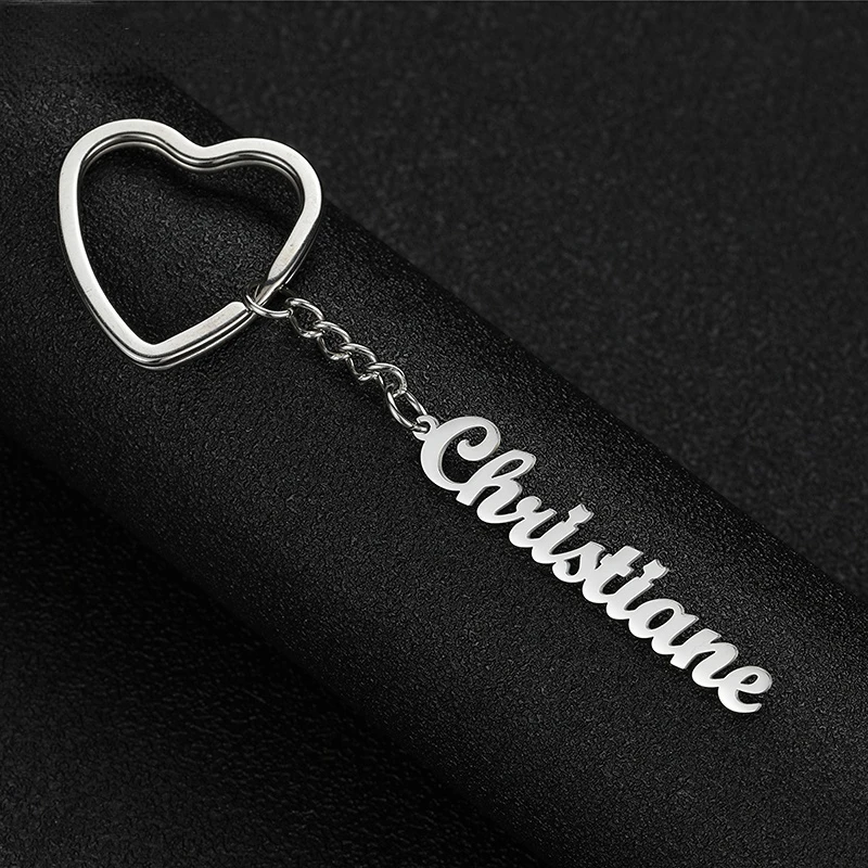 

Custom Name Pendant Key Chains Personalized Heart Shape Circle Letter Keychain Stainless Steel llavero for Women Men Keyring