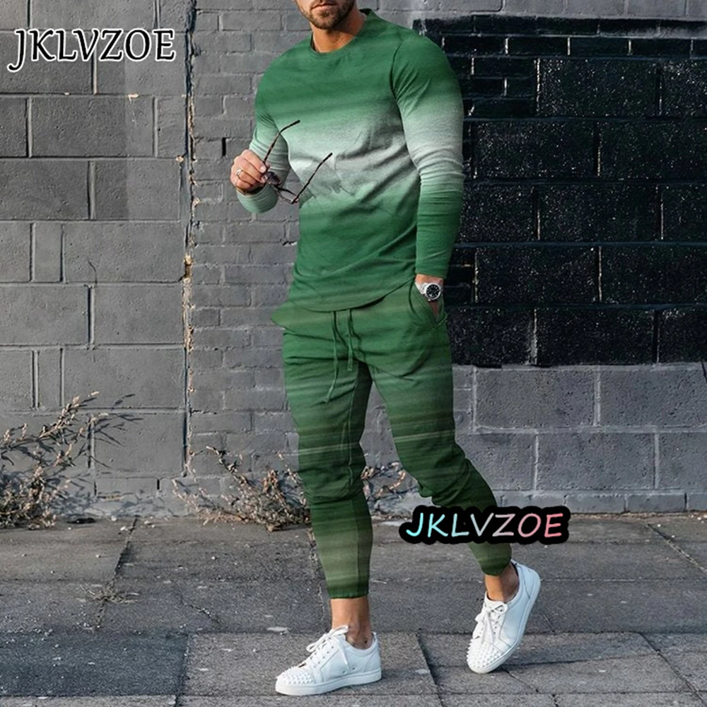 Spring Long Sleeve Shirt Set 3D Printed Sportswear Sweatpants 2 Piece Vintage Streetwear Jogging Oversized Outfits Classic Suit