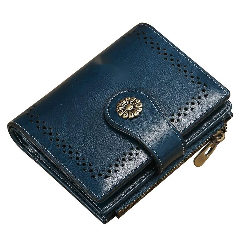 

2022 New Small Women Wallet Genuine Leather Bifold Purse with ID Window Women Leather Wallet Coin Purse high quality