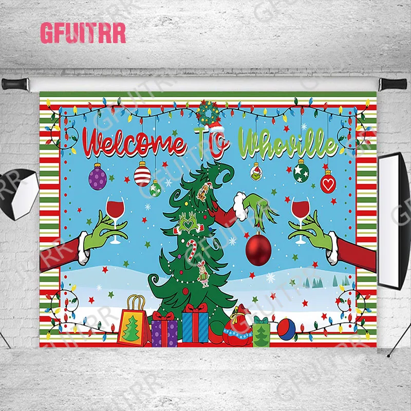 Добро пожаловать в Whoville Рождественский фон украшения Merry Grinchmas фото детский душ