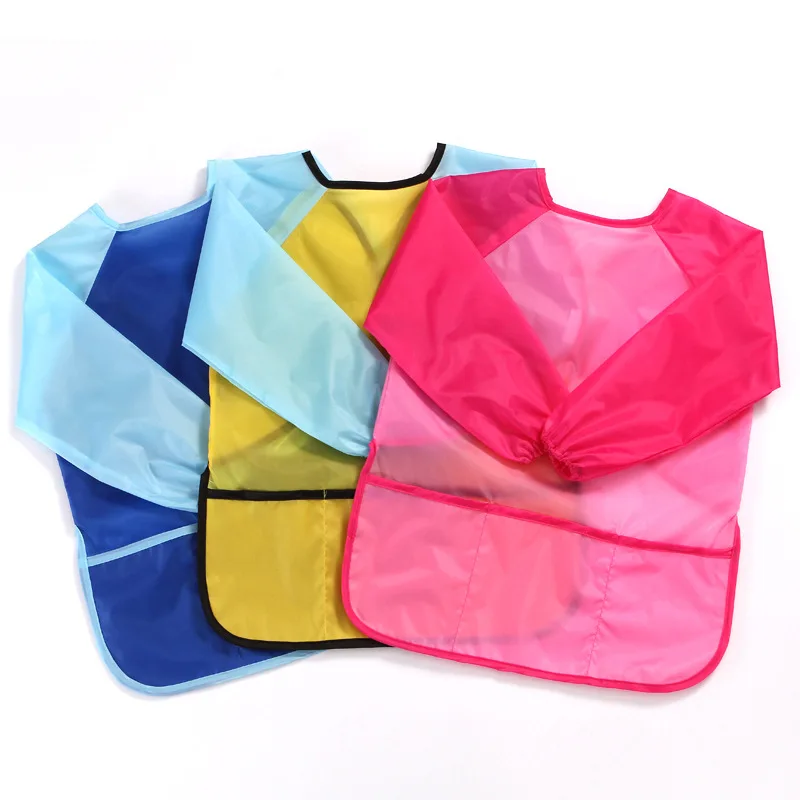

Kids Waterproof Art Craft Apron Smock For Children DIY Painting Drawing Baking Eating Aprons Pockets For Paint Brush Tool