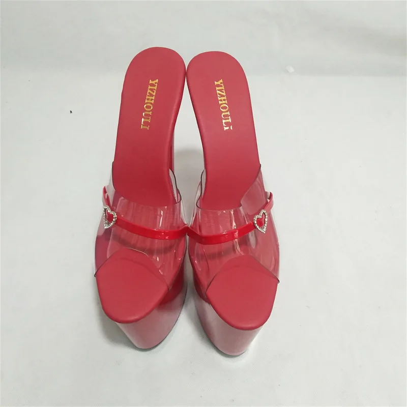 Женские экзотические шлепанцы обувь для танцев на шесте с верхом из ПВХ красная