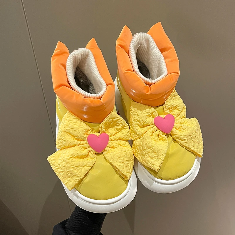 Winter Snow Boots Flat with Ankle Boots for Women Patchwork Colors Botas Femininas White Boot Zapatos De Plataforma Mujer Moda